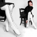 Lack Overknee Ballett High Heels weiß