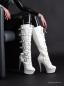 Preview: Plateau High Heels Stiefel weiß mit Schnallen
