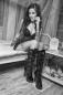 Preview: Plateau High Heels Stiefel schwarz mit Schnallen