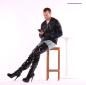 Preview: Crotch Plateau Overknee High Heels schwarz  Übergrößen