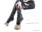 Preview: Extrem Pony Overknee High Heels schwarz gold