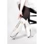 Preview: Lack Ballett Stiefeletten High Heels weiß