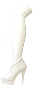 Lack Plateau Overknee High Heels weiß