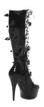Plateau High Heels Stiefel schwarz mit Schnallen