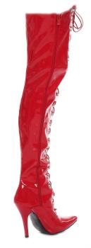 Lack Overknee High Heels rot Schnürung