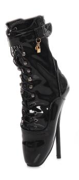 Lack Ballett Stiefeletten High Heels schwarz