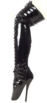 Lack Overknee Ballett High Heels schwarz