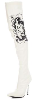 Tattoo Overknee High Heels Stiefel weiß