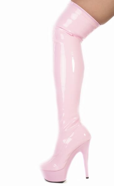 Lack Plateau Overknee High Heels pink