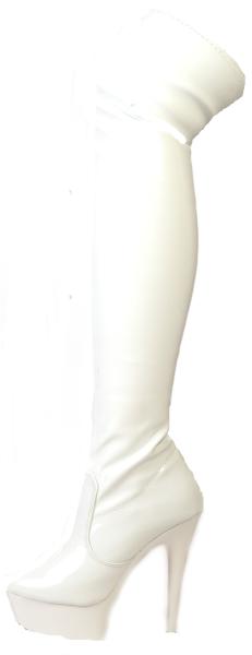 Lack Plateau Overknee High Heels weiß