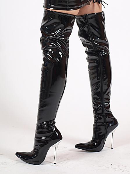 Lack Overknee High Heels schwarz