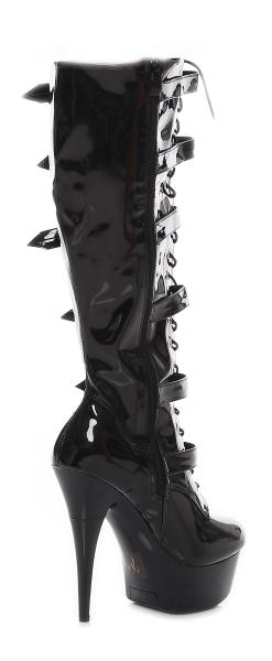 Plateau High Heels Stiefel schwarz mit Schnallen