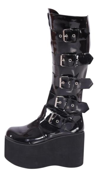 Lack Plateau Boots schwarz Gothic von Kassiopeya NEU