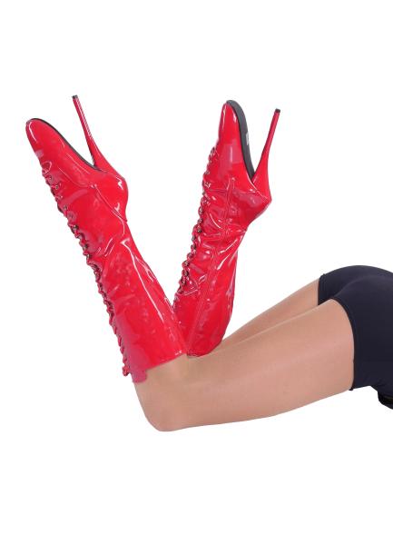 Lack Ballet High Heel Boots rot