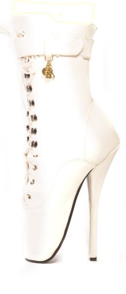 Lack Ballett Stiefeletten High Heels weiß
