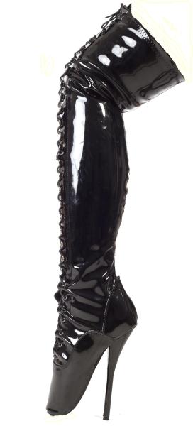 Lack Overknee Ballett High Heels schwarz