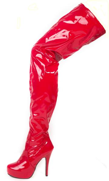 Crotch Plateau Overknee High Heels rot Übergrößen