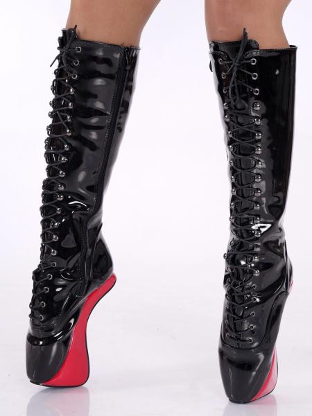 Pony Extrem High Heels Boots schwarz rot