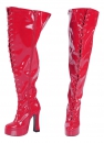 Plateau Overknee High Heels rot sehr weiter Schaft