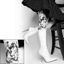 Tattoo Overknee High Heels Stiefel weiß