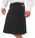 Schottenrock Kilt Solid Black schwarz  Wickelrock Karneval